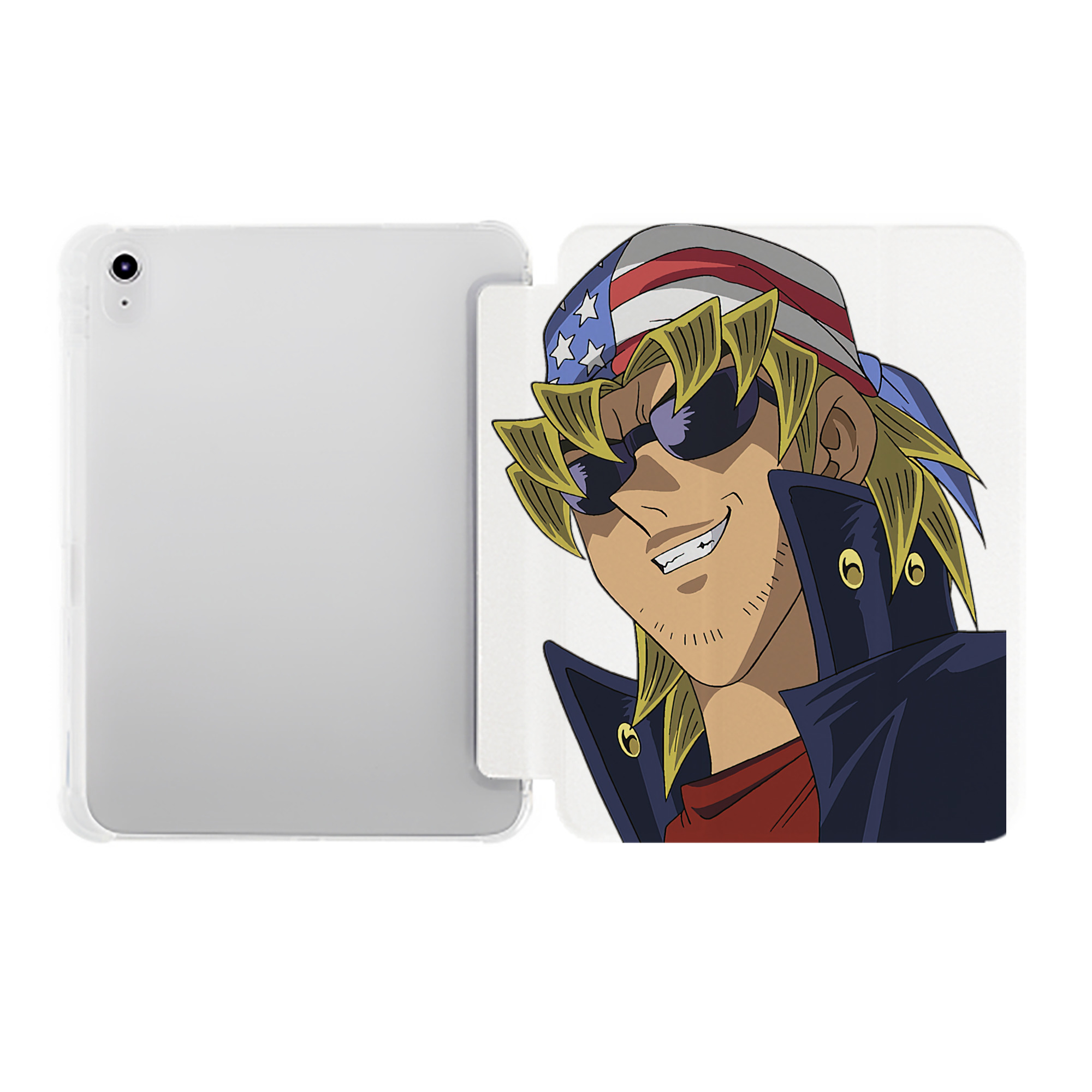 （画像用） 遊☆戯☆王 Yu-Gi-Oh! IPad ケース ペン収納付き 三つ折りスタンド PUレザー×シリコン 対応機種9.5/10.5/10.9インチ